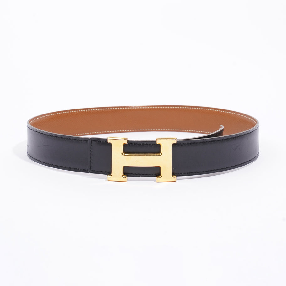 H Belt Black / Tan Leather 70cm 28