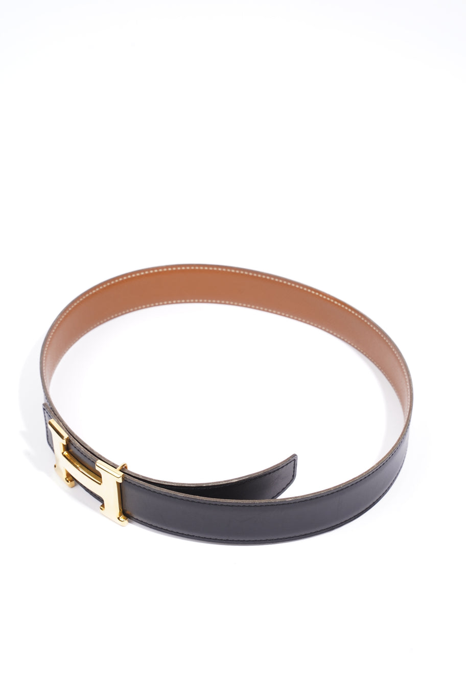 H Belt Black / Tan Leather 70cm 28