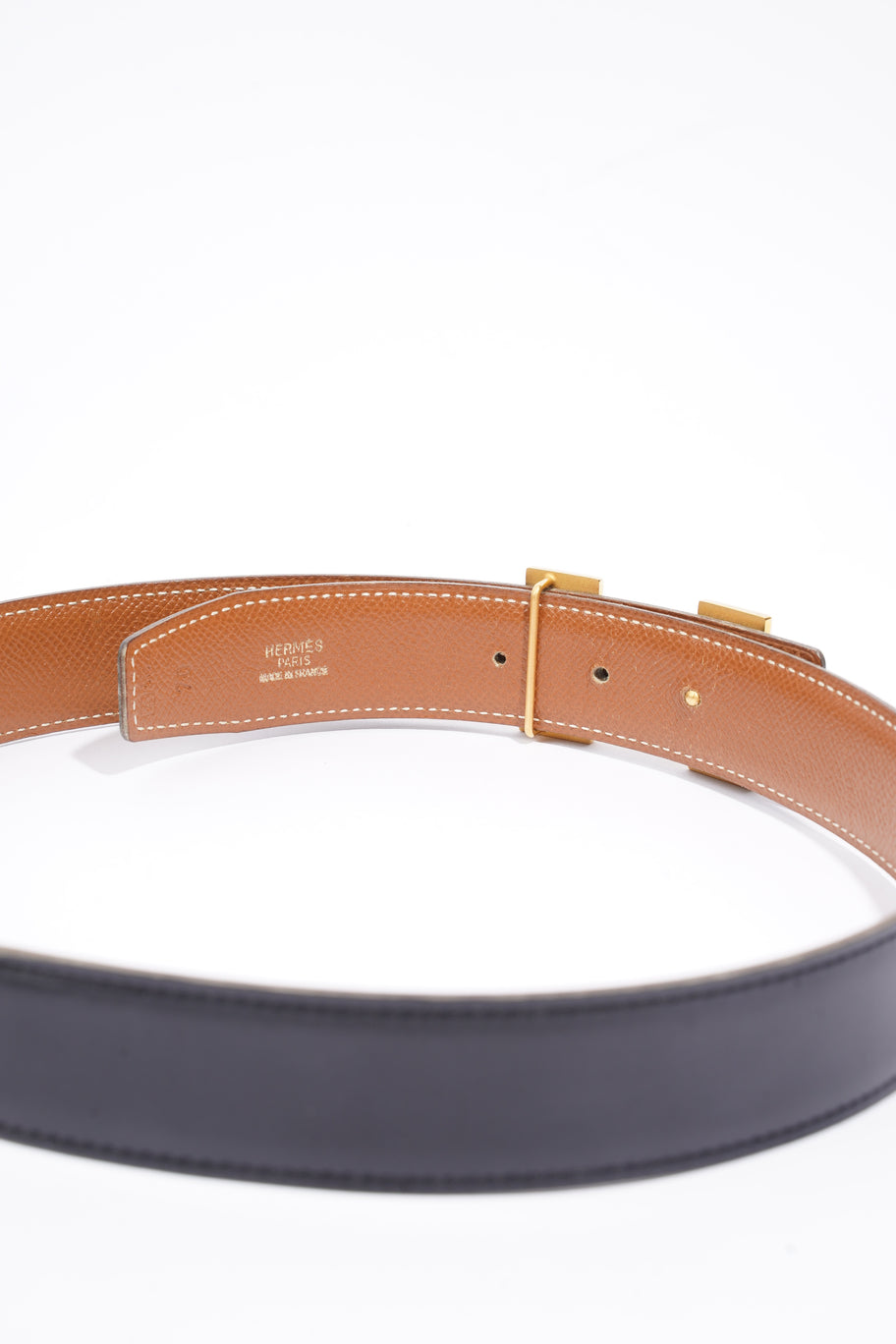 H Belt Black / Tan Leather 70cm 28