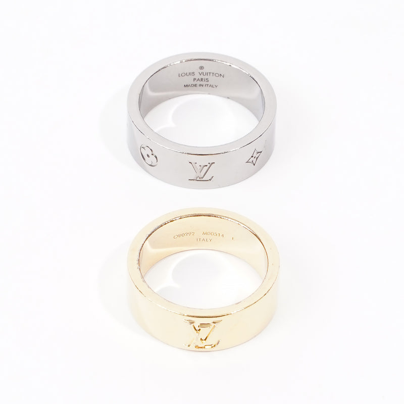  Louis Vuitton Berg LV Instinct Rings Gold / Silver Gold Plated L