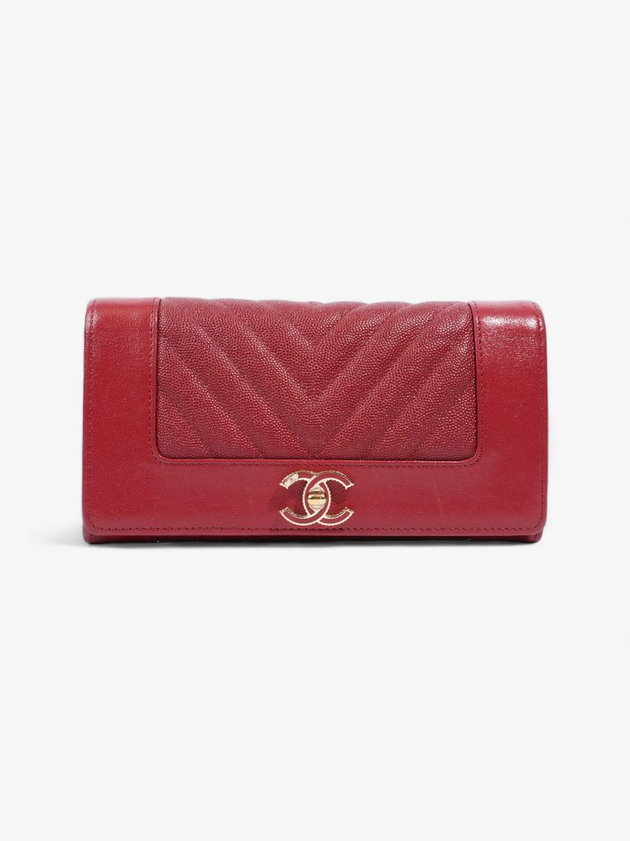 Mademoiselle Long Wallet Red Caviar Leather Image 1