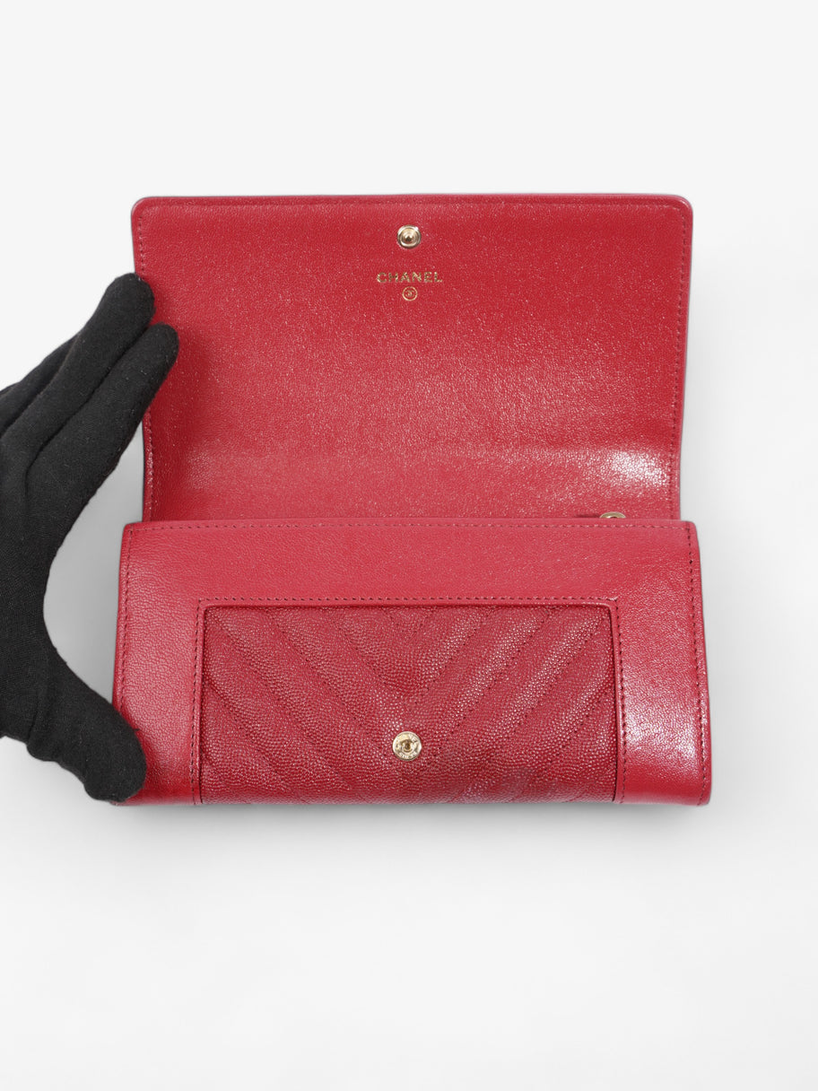 Mademoiselle Long Wallet Red Caviar Leather Image 6