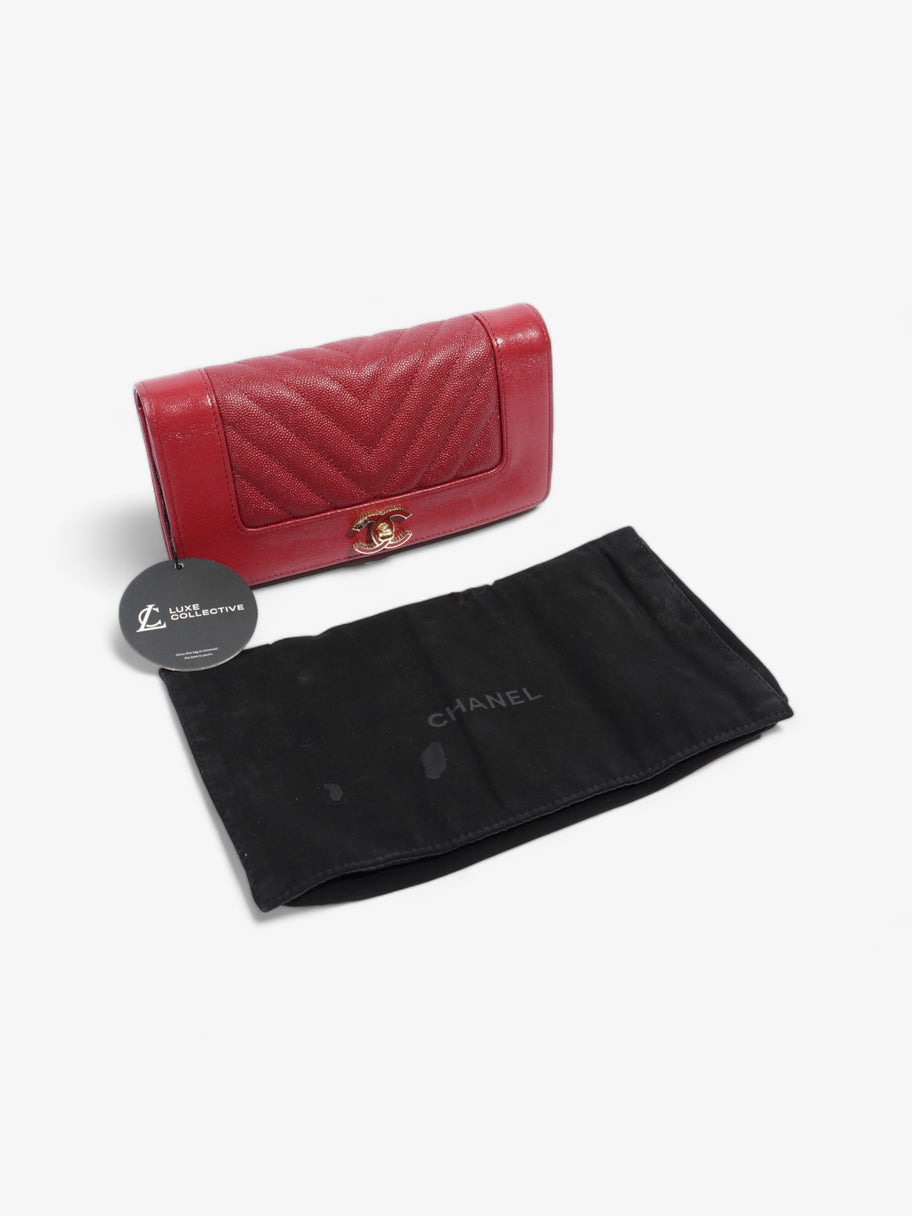 Mademoiselle Long Wallet Red Caviar Leather Image 8