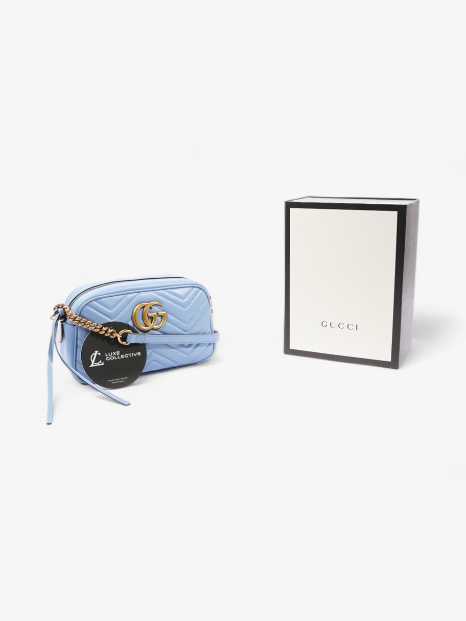 GG Marmont Blue Matelasse Leather Small Image 8