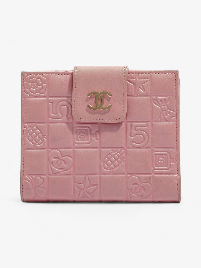  Choco Bar No.5 Bifold Wallet Pink Lambskin Leather