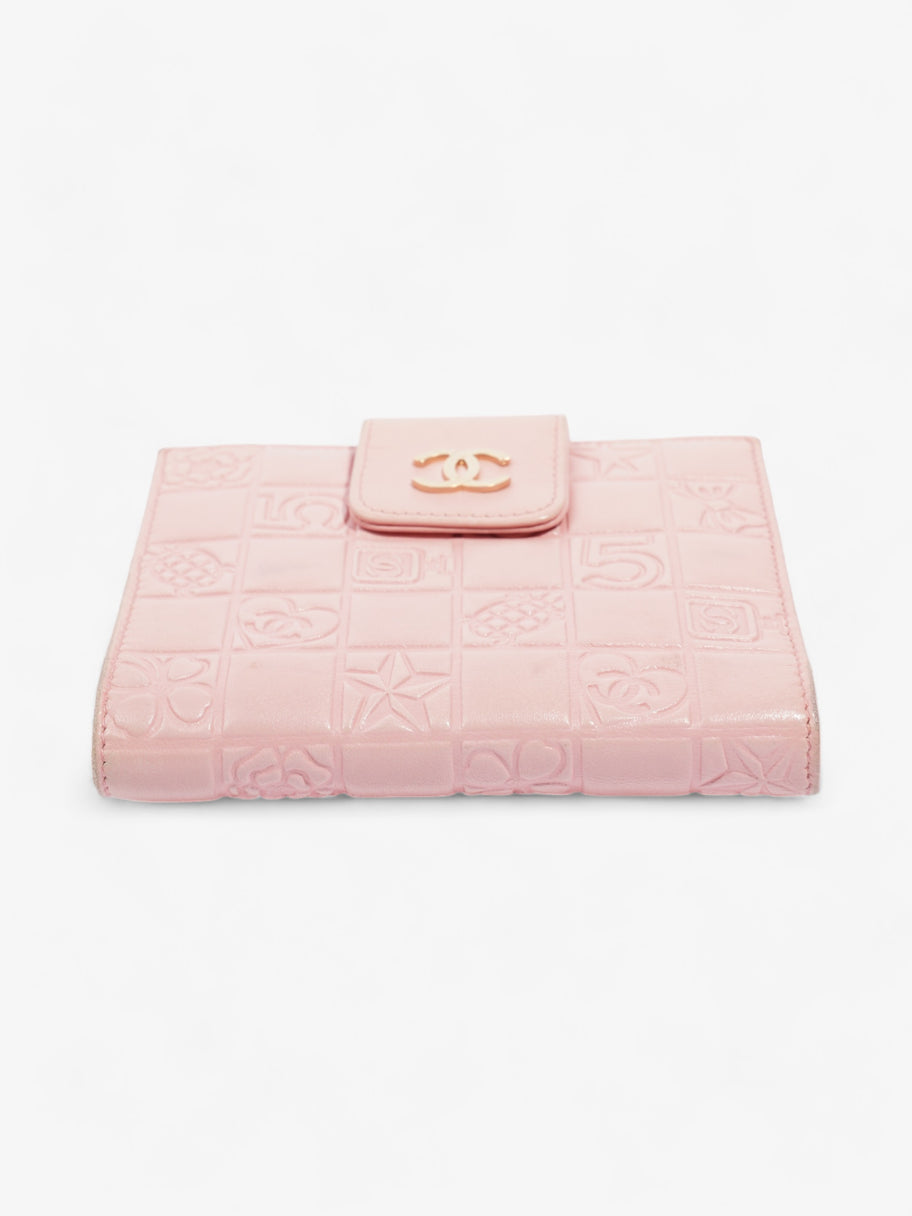 Choco Bar No.5 Bifold Wallet Pink Lambskin Leather Image 5