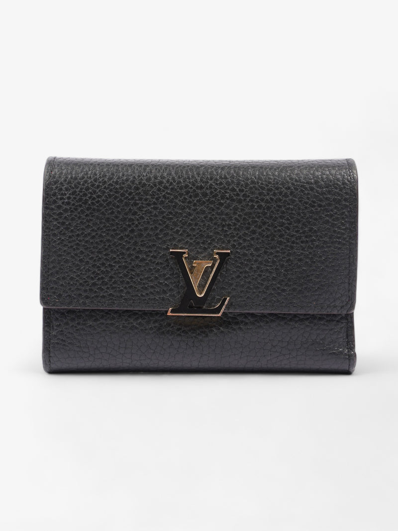  Capucines Compact Wallet Black Leather