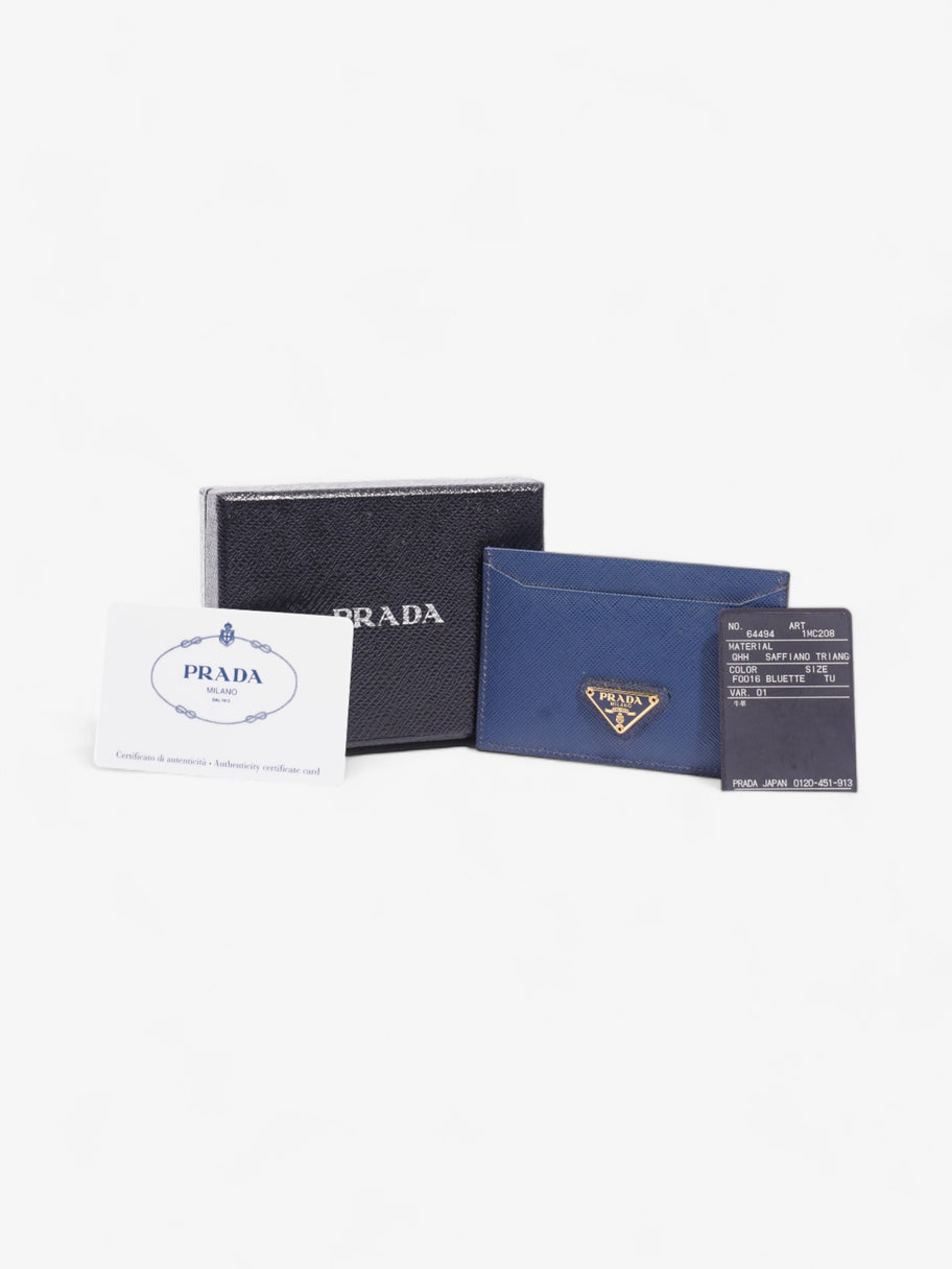 Logo Card Case Wallet Navy Saffiano Leather Image 6