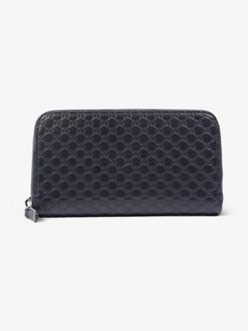  Microguccissima Zip Around Wallet Navy Blue GG Leather