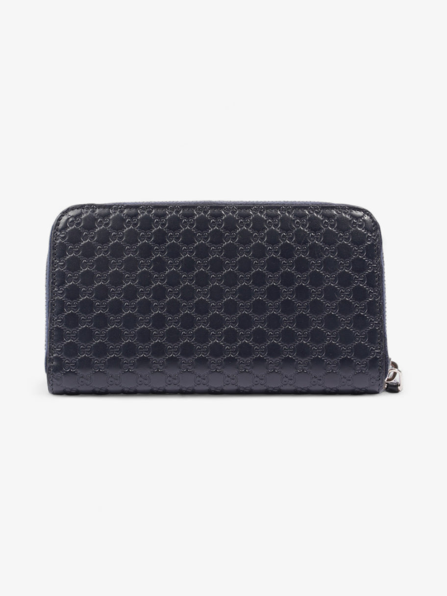 Microguccissima Zip Around Wallet Navy Blue GG Leather Image 3