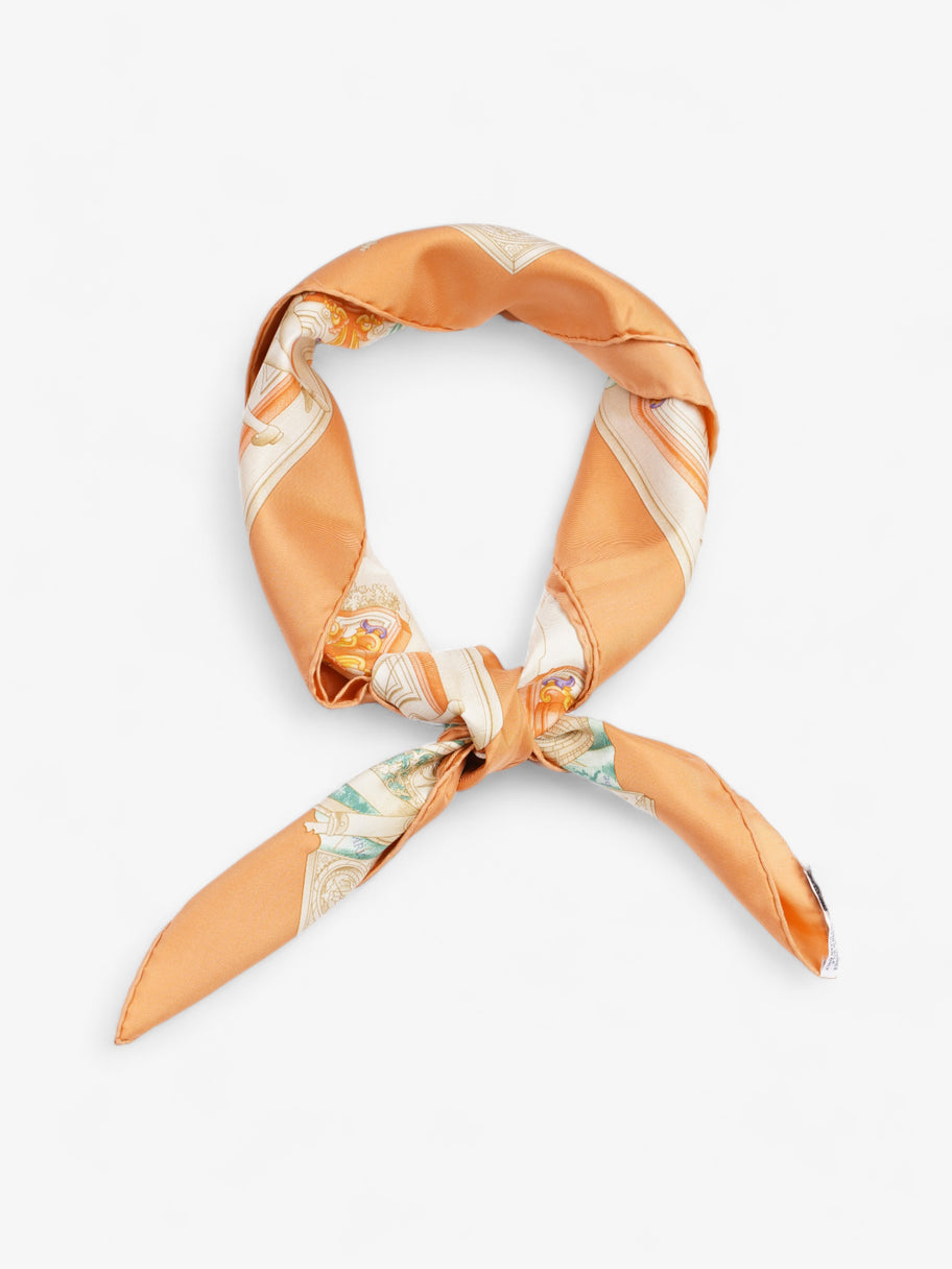 Hermes Carré 90 Azulejos Scarf  Orange / Green / Beige Silk 90 Image 2