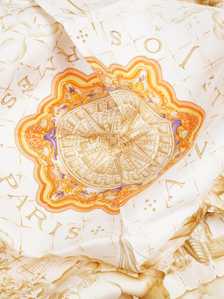 Hermes Carré 90 Azulejos Scarf  Orange / Green / Beige Silk 90 Image 5