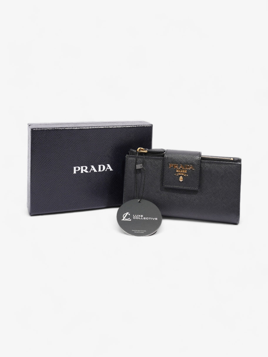 Logo Buckle Wallet Black Saffiano Leather Medium Image 9