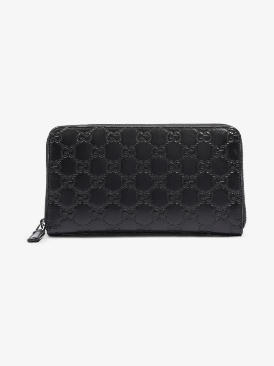 Gucci Guccissima Zip Around Wallet Black Leather Image 1