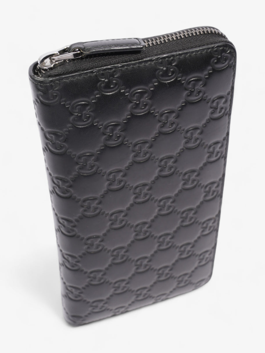 Gucci Guccissima Zip Around Wallet Black Leather Image 6