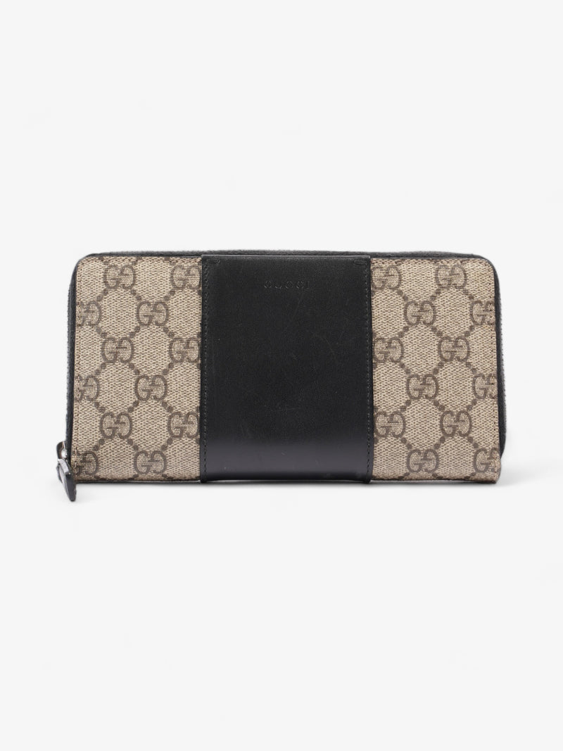  Zip Around GG Wallet Beige And Ebony GG Supreme / Black Coated Canvas