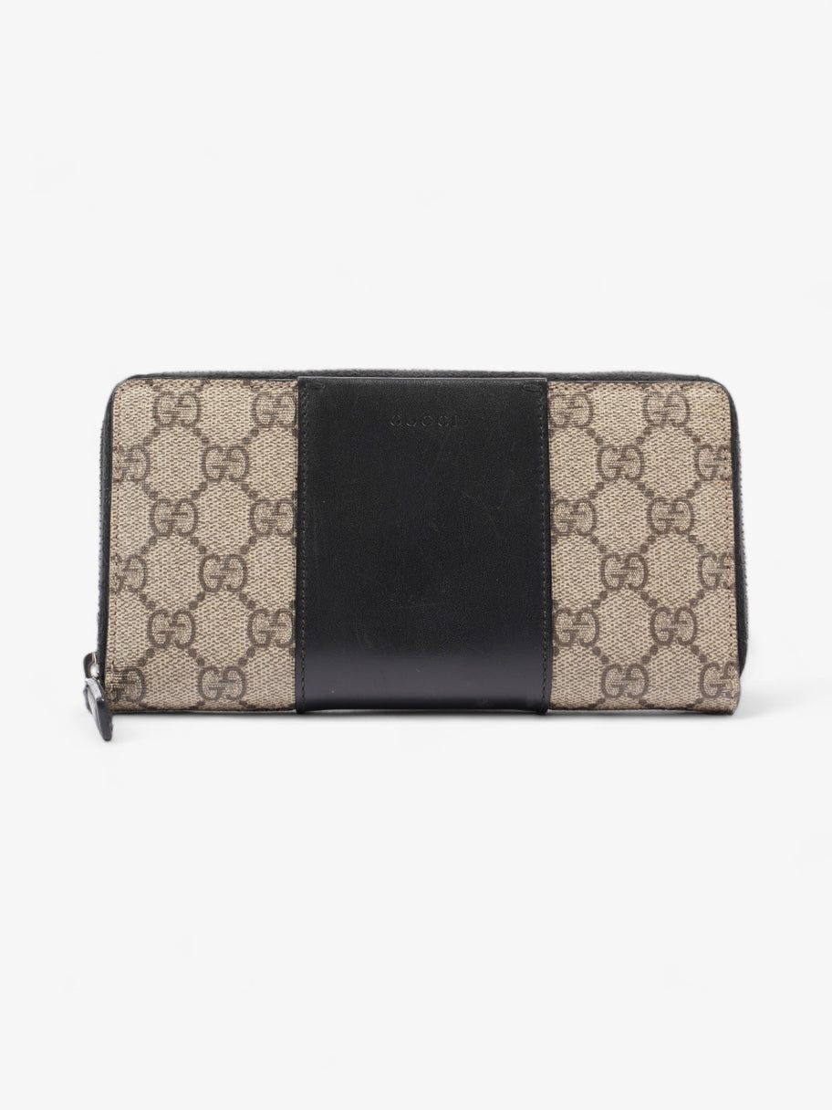 Zip Around GG Wallet Beige And Ebony GG Supreme / Black Coated Canvas Image 1