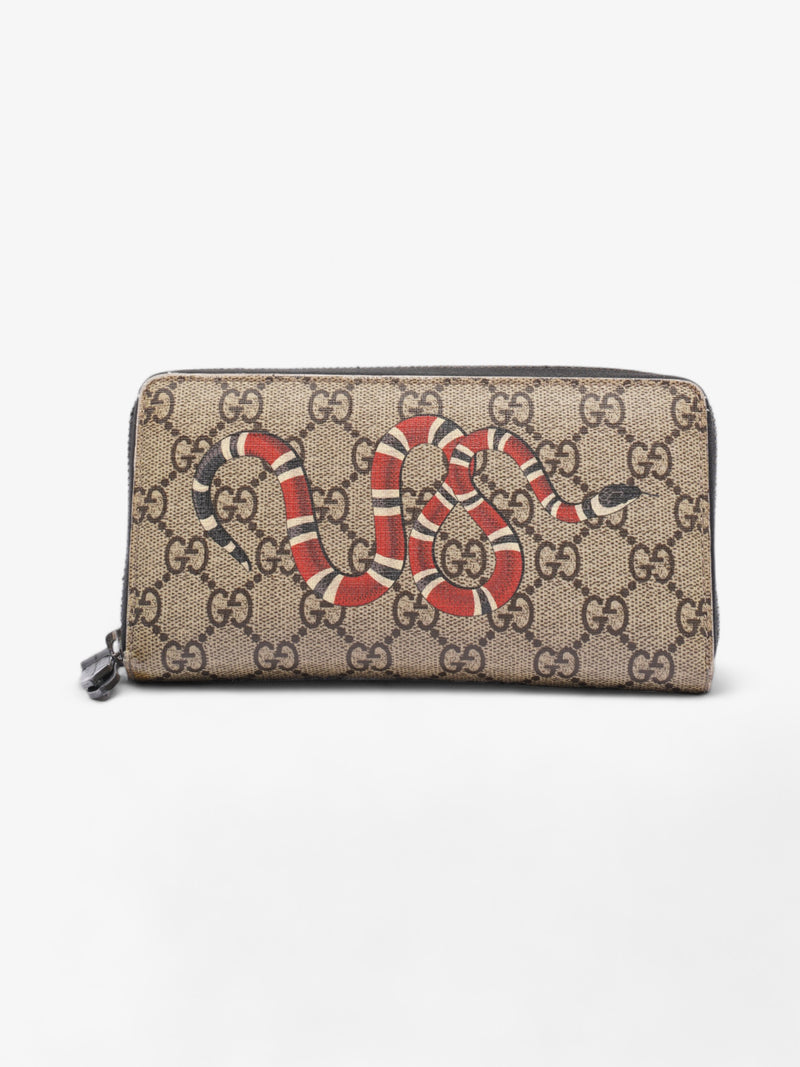  Snake Zip Around Wallet Beige And Ebony GG Supreme Coated Canvas