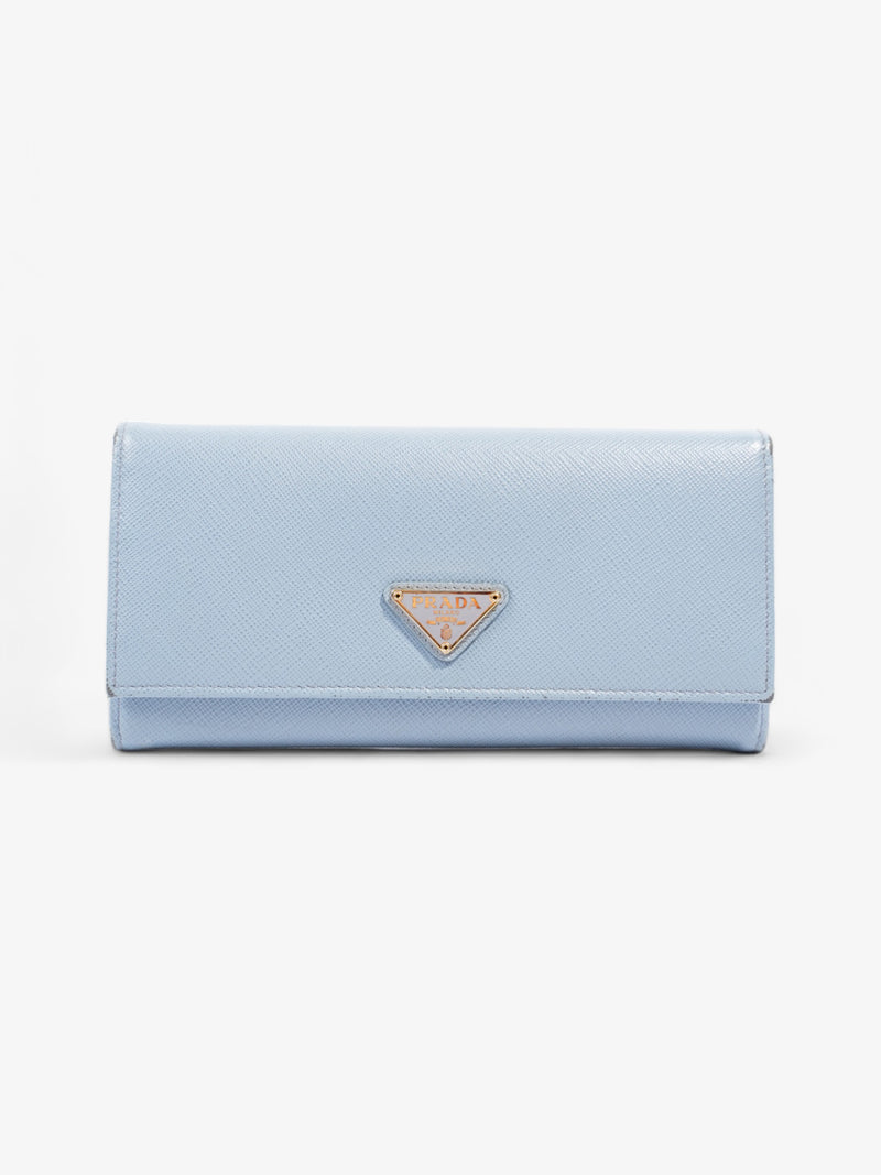  Prada Long Flap Wallet Light Blue Saffiano Leather