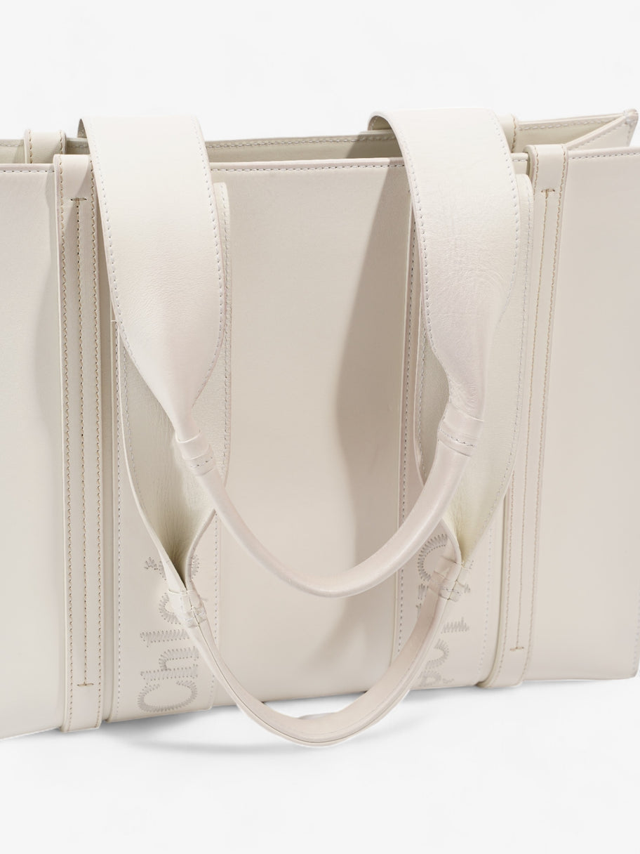 Chloe Woody Tote White Leather Medium Image 8