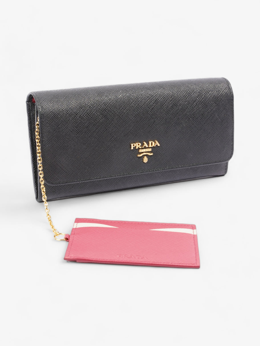 Prada Continental Logo Wallet Black Saffiano Leather Image 7