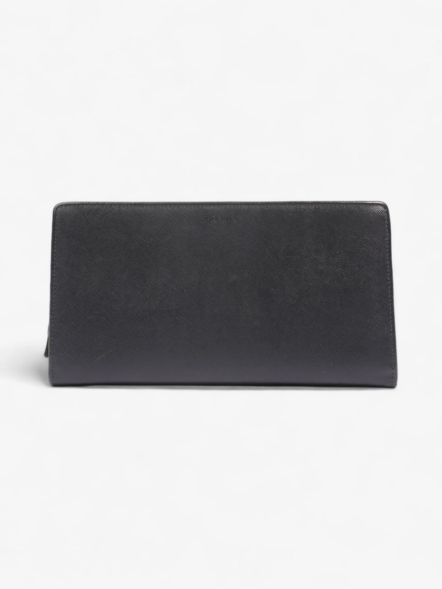 Prada Long Zip Around Wallet Black Saffiano Leather Image 1