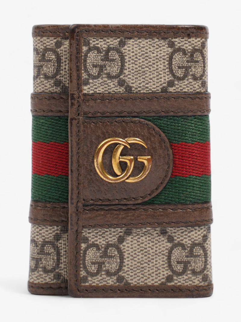  Gucci Key Case  Supreme / Green / Red Coated Canvas