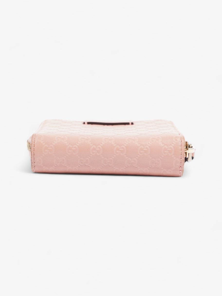 Gucci Micro Guccissima 449395 Leather Compact Wallet Pink   Ⓖ Engraving Pink Embossed Leather Image 4