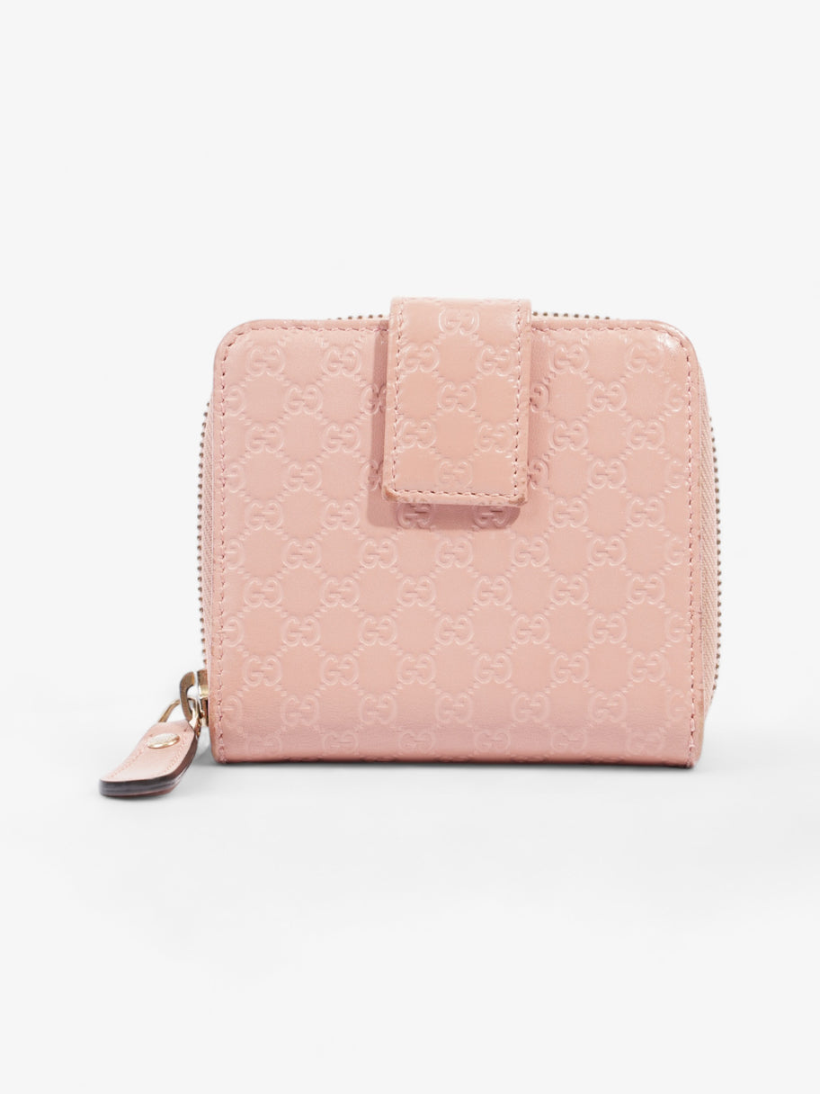 Gucci Micro Guccissima 449395 Leather Compact Wallet Pink   Ⓖ Engraving Pink Embossed Leather Image 5