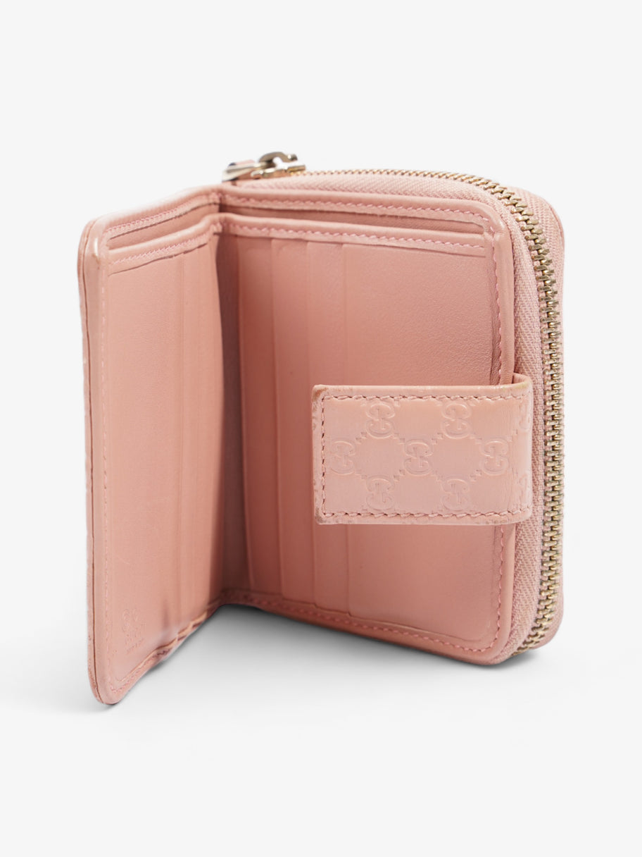 Gucci Micro Guccissima 449395 Leather Compact Wallet Pink   Ⓖ Engraving Pink Embossed Leather Image 7