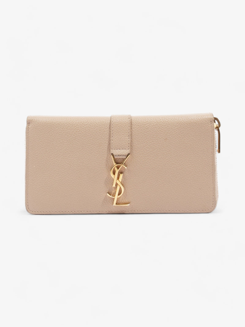  Zip Round Wallet Beige Leather