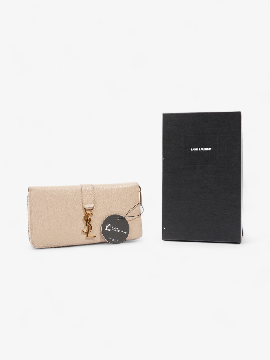 Zip Round Wallet Beige Leather Image 7