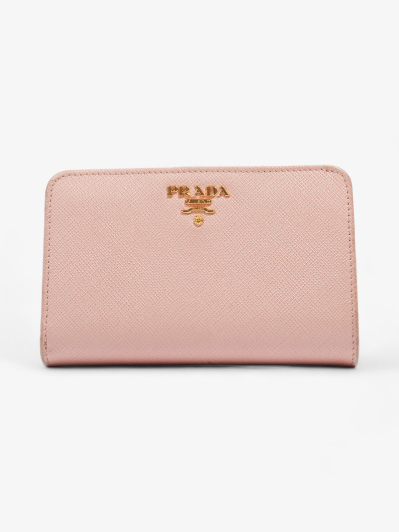  Compact Wallet Pink Saffiano Leather