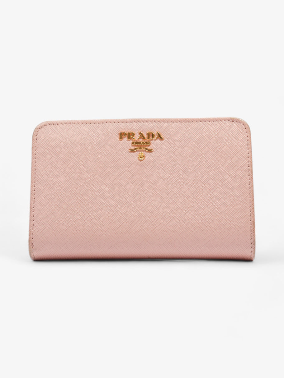 Compact Wallet Pink Saffiano Leather Image 1