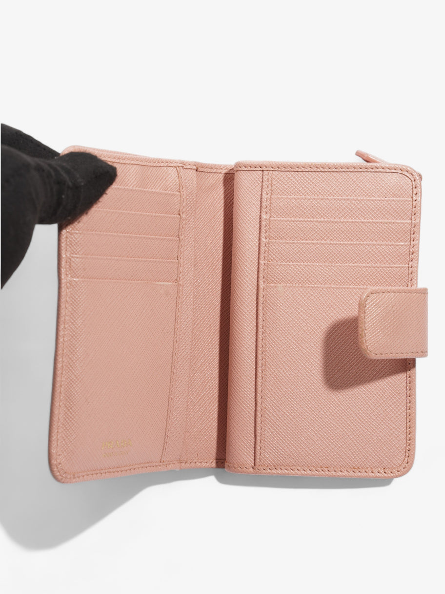 Compact Wallet Pink Saffiano Leather Image 7