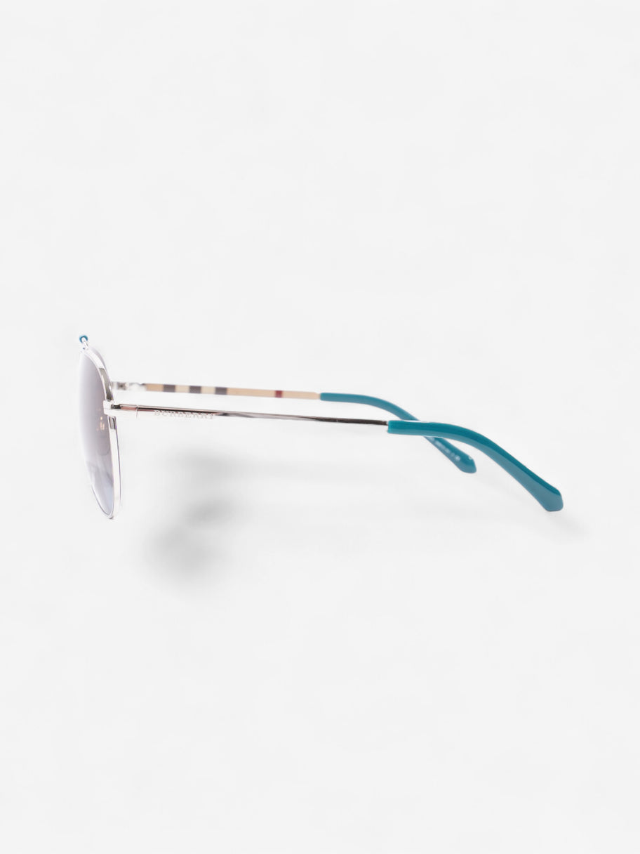 Burberry Aviator Tinted Sunglasses Turquoise  / Vintage Check Acetate 145mm Image 2