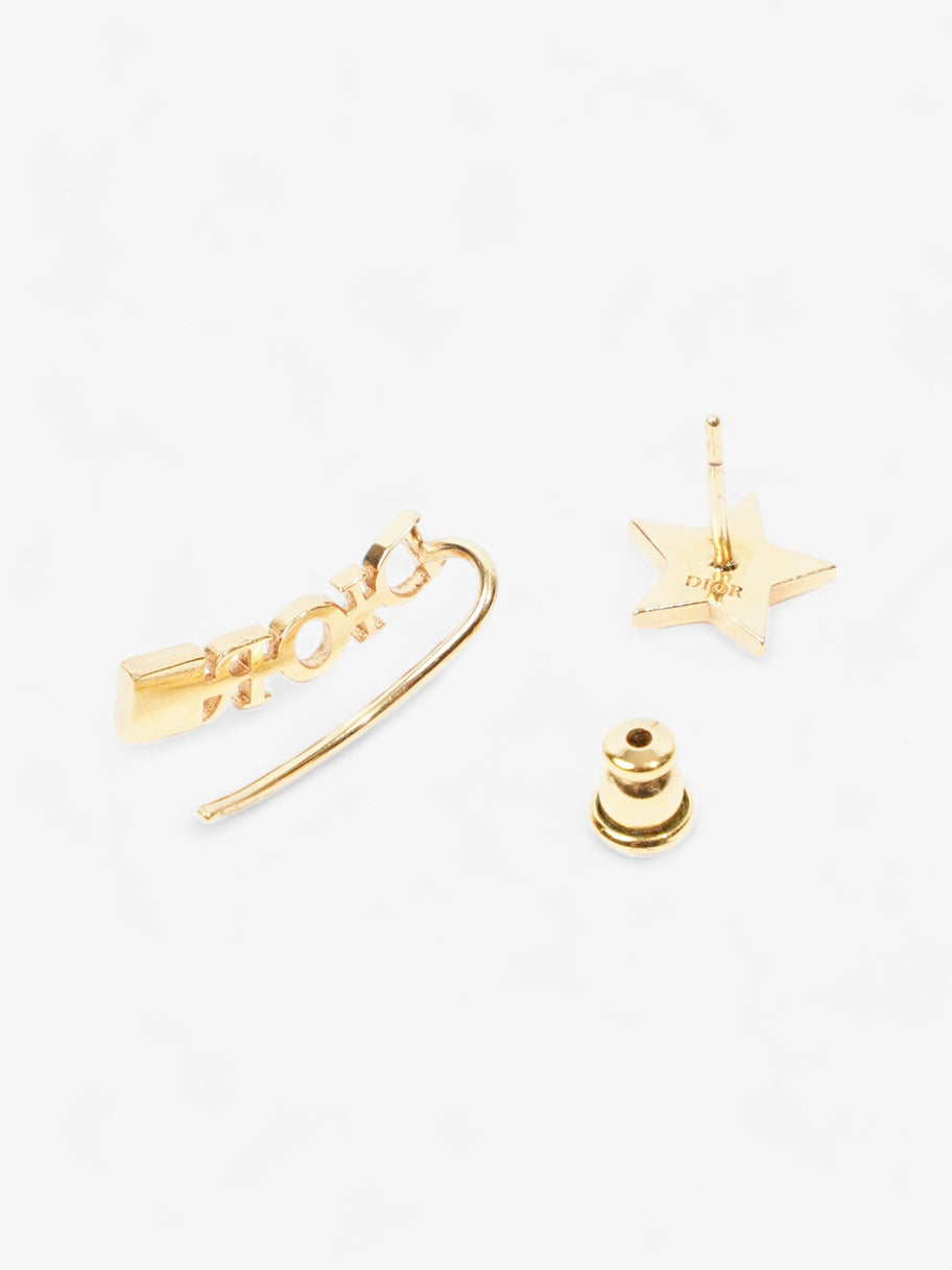 Christian Dior Star Logo Earrings Gold Base Metal Image 2