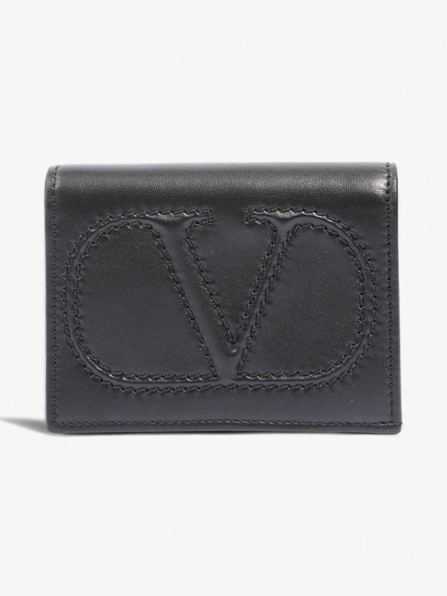 Valentino V Logo Compact Wallet Black Leather Image 1