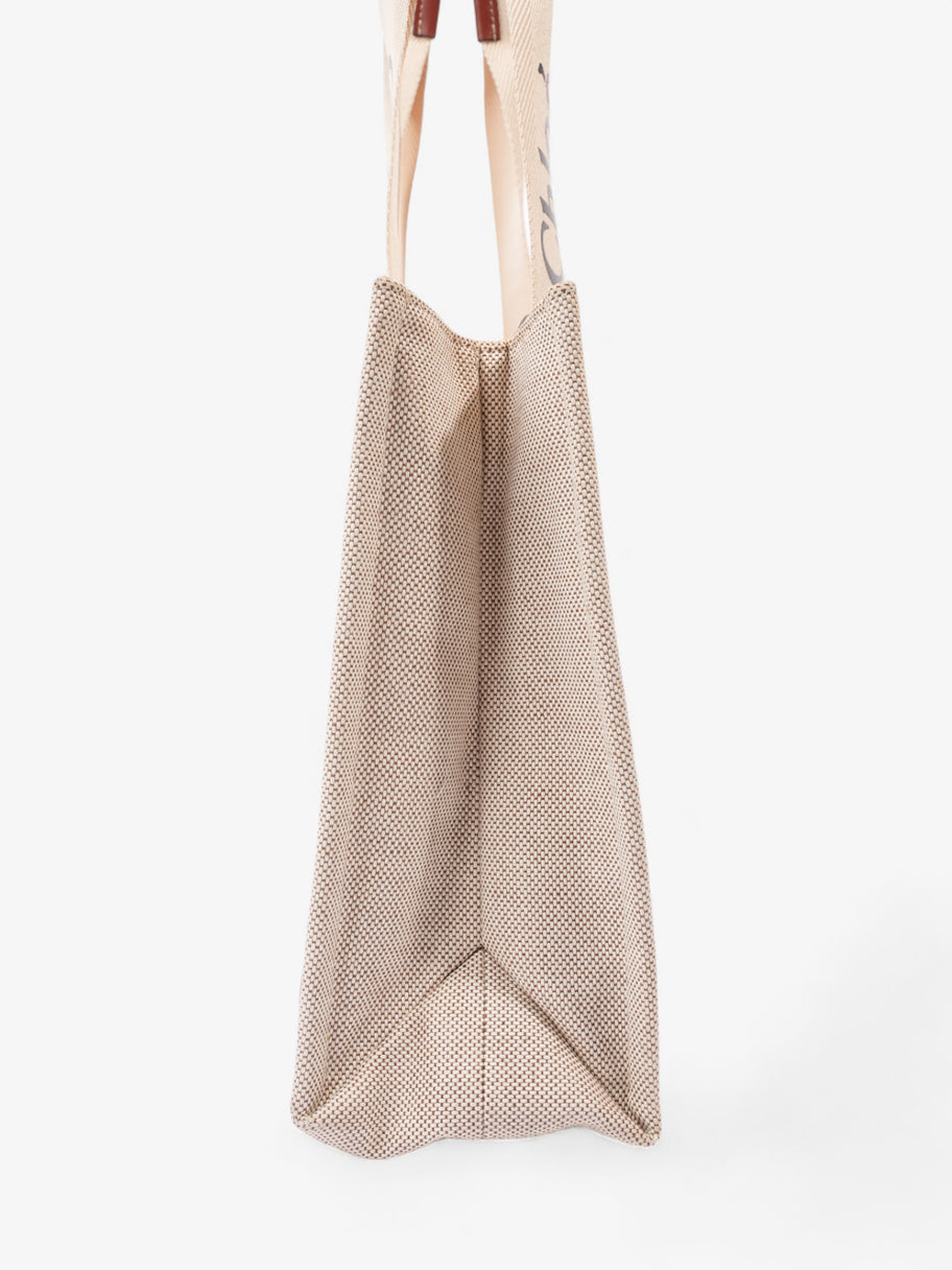 Chloe Woody Tote Beige Cotton Medium Image 3