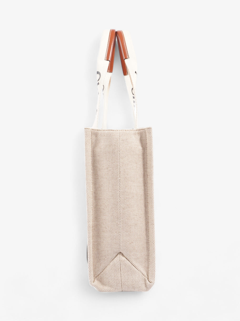 Chloe Woody Tote Beige / Brown / Black Linen Medium Image 3