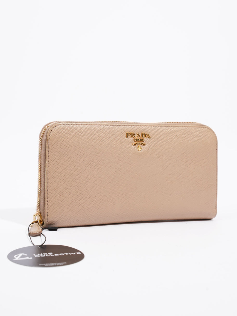 Prada Zip Around Wallet Beige Saffiano Leather Image 9