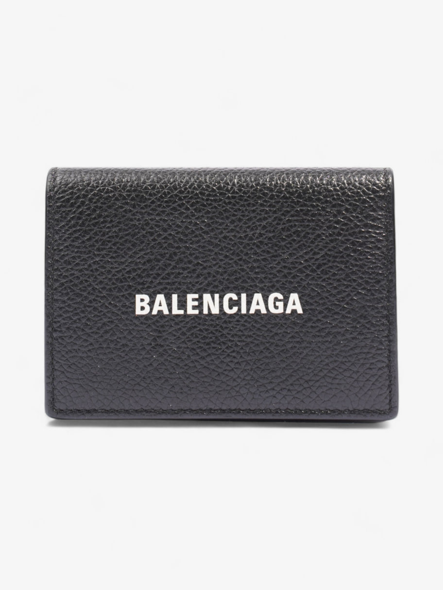 Balenciaga Logo Compact Wallet Black / White Leather Image 1