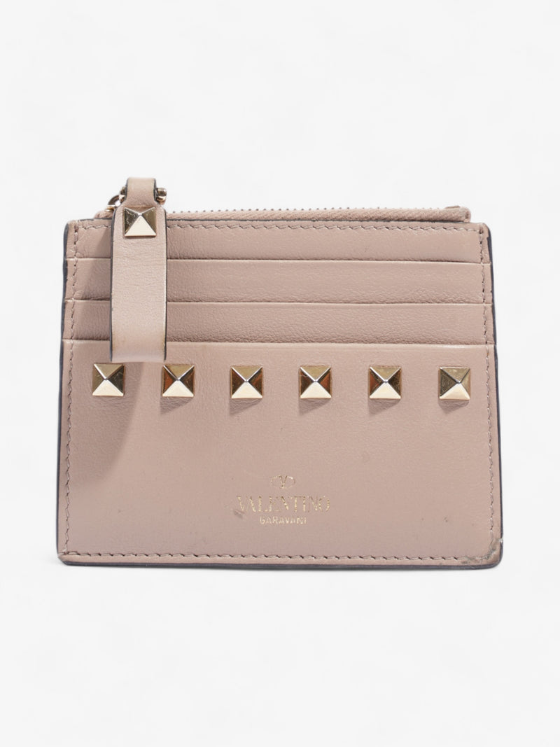  Valentino Rockstud Card Holder Poudre Leather