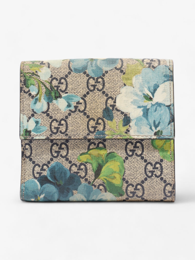  Gucci Monogram Blooms French Flap Wallet GG Supreme / Blue Coated Canvas