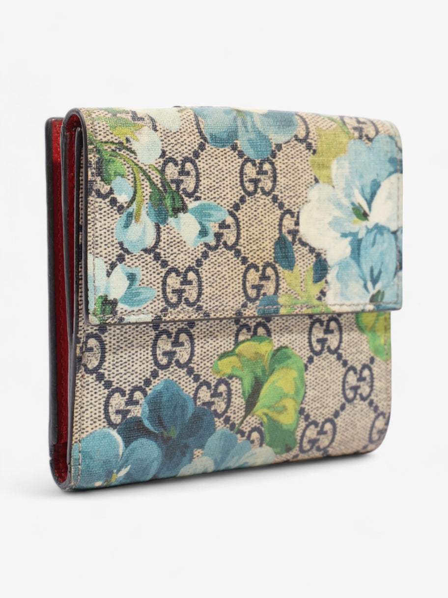 Gucci Monogram Blooms French Flap Wallet GG Supreme / Blue Coated Canvas Image 3