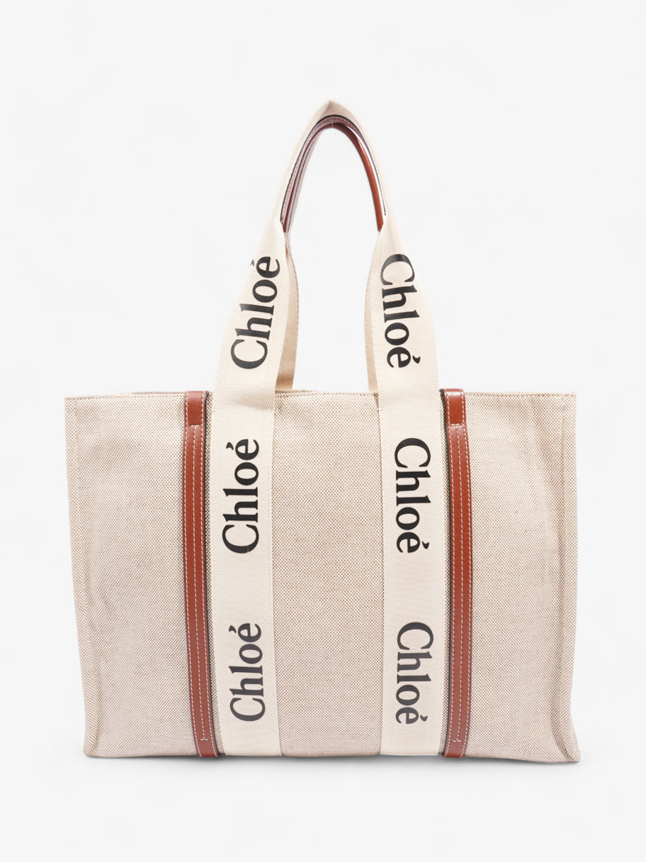 Chloe Woody Tote Beige / Brown Canvas Large Image 1