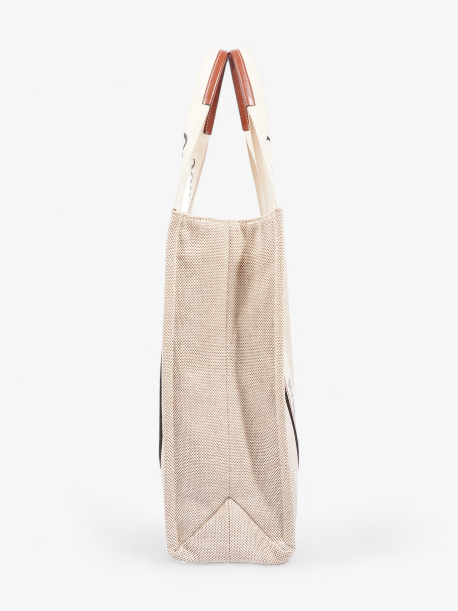 Chloe Woody Tote Beige / Brown Canvas Large Image 3