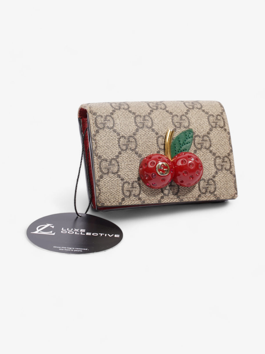 Gucci Cherry Fold Over Wallet GG Supreme / Red / Gold Coated Canvas Image 8