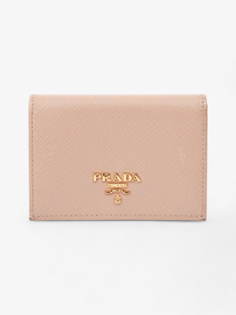  Prada Card Case Holder Beige Saffiano Leather