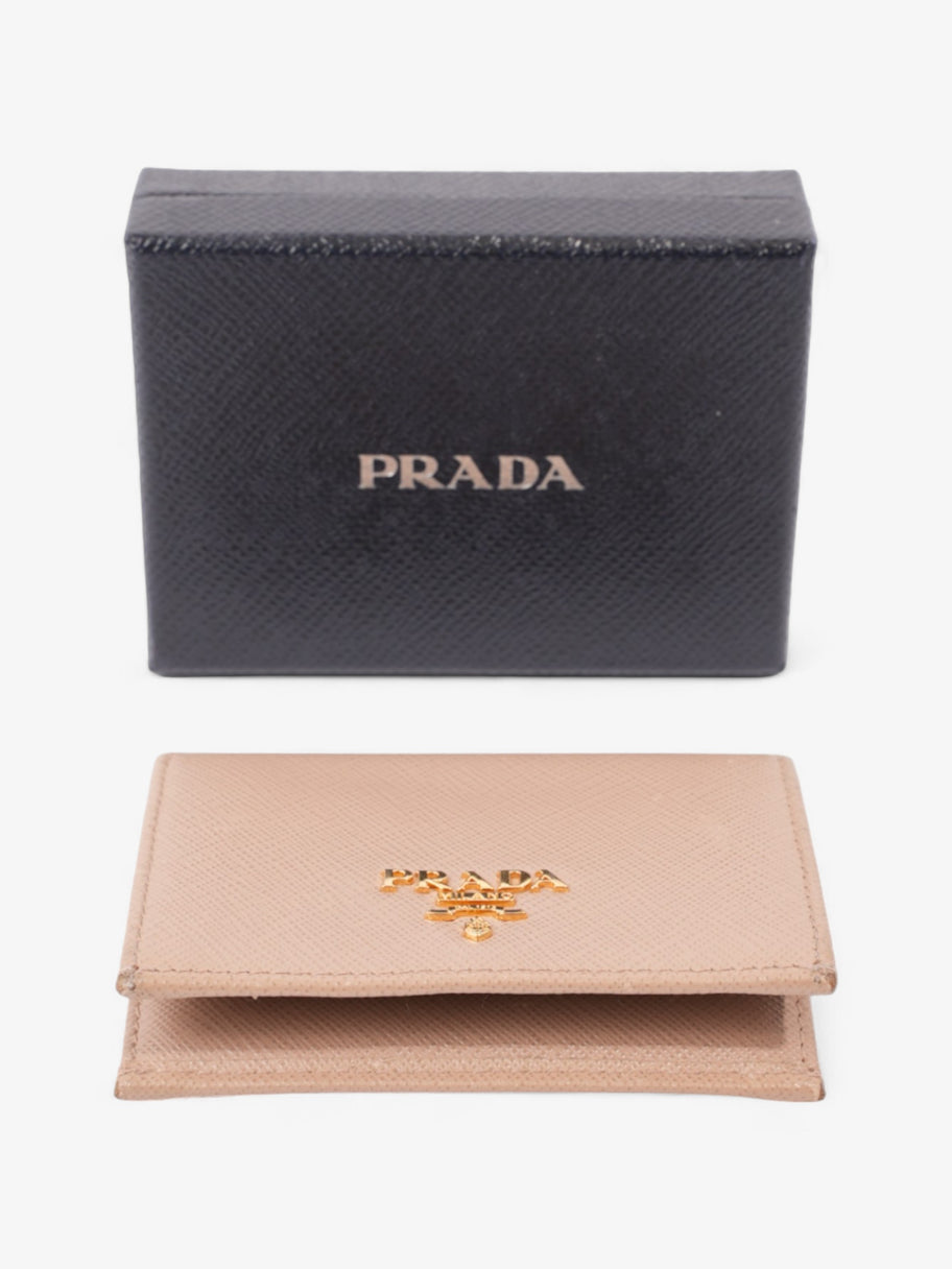 Prada Card Case Holder Beige Saffiano Leather Image 8